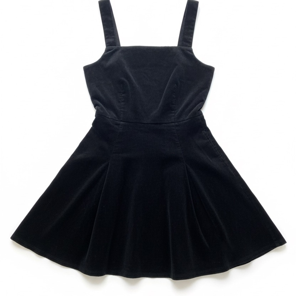 Copper Key‎ Black Velvet Pinafore Dress  Fit Flare XS Indie Twee Whimsygoth